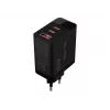 Carregador de parede LCD tomada USB + USB-Cx2 PD 65W GAN preto com wattímetro