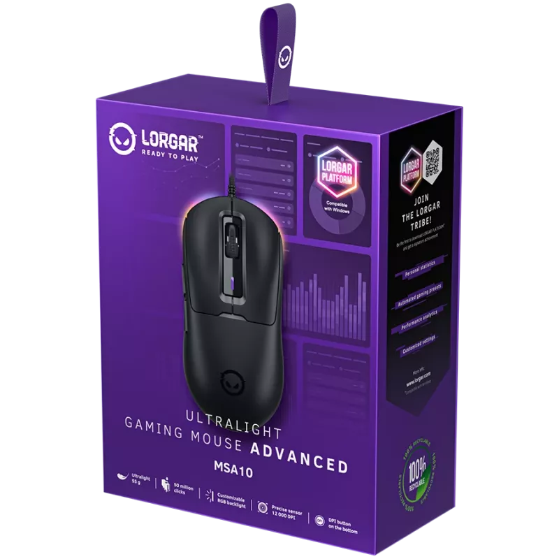 Rato gaming LORGAR MSA10 Ultralight com fio