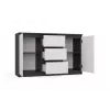 Cómoda 2 portas 3 gavetas top e shop M-MP-K-MAL-2D3S-ANTBIA — estrutura antracite, portas brancas, 1200×750×400 mm