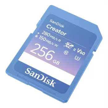 Cartão de memória SD SanDisk Creator UHS-II 256 GB com velocidades de transferência elevadas até 280 MB/s