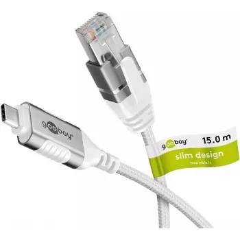 Goobay 74392 cabo Ethernet USB 3.1 Tipo A para RJ45, 15 m, branco