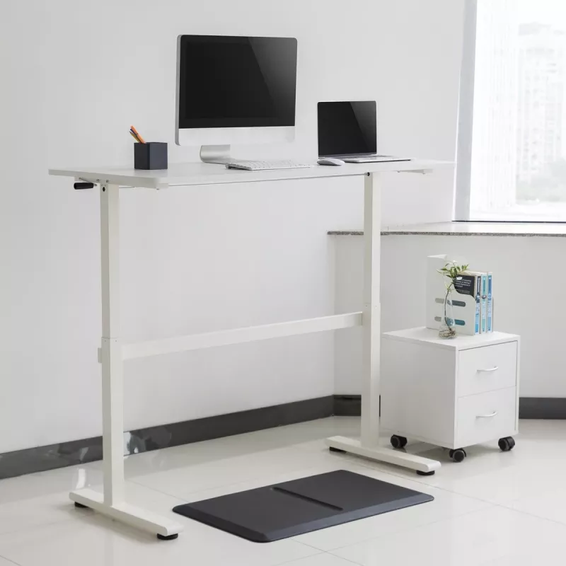 Secretária ajustável em altura manualmente Ergo Office, máx. 40 kg, altura máx. 117 cm, com tampo para trabalho de pé e sentado, ER-401 W