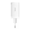 Carregador de parede Baseus GaN5 Pro 65W — USB + 2×USB-C (QC3.0, PD3.0) com cabo USB-C de 1m, branco