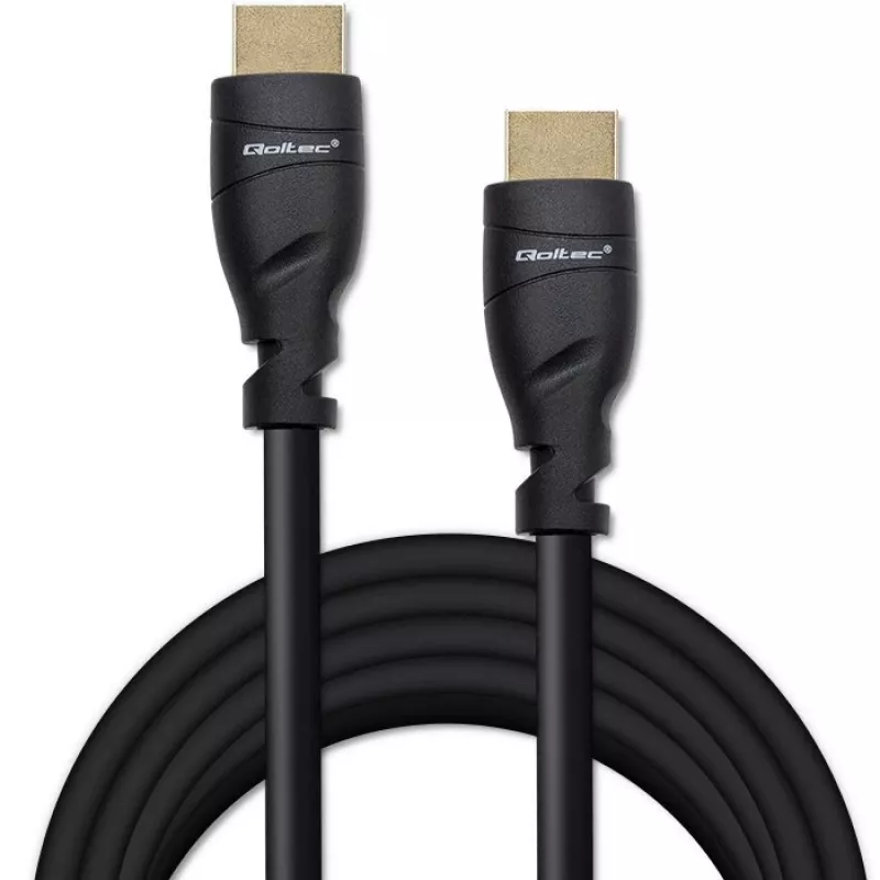 Cabo HDMI 2.1 QOLTEC 5 m — 48 Gbit/s, 8K@60Hz, 26AWG, fichas banhadas a ouro