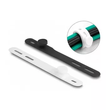 Abraçadeira de cabo reutilizável DeLOCK Soft Tie 10 unid. preto branco
