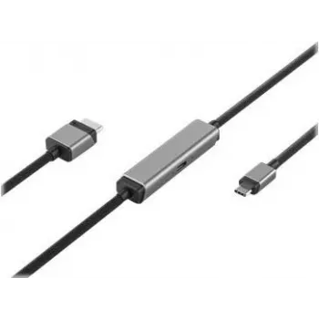 Cabo adaptador ALOGIC Ultra - 24 pin USB-C, USB-C (apenas energia) para HDMI macho - 2,0m - blindado - Cinzento sideral - Alimentação USB (100 W), sup