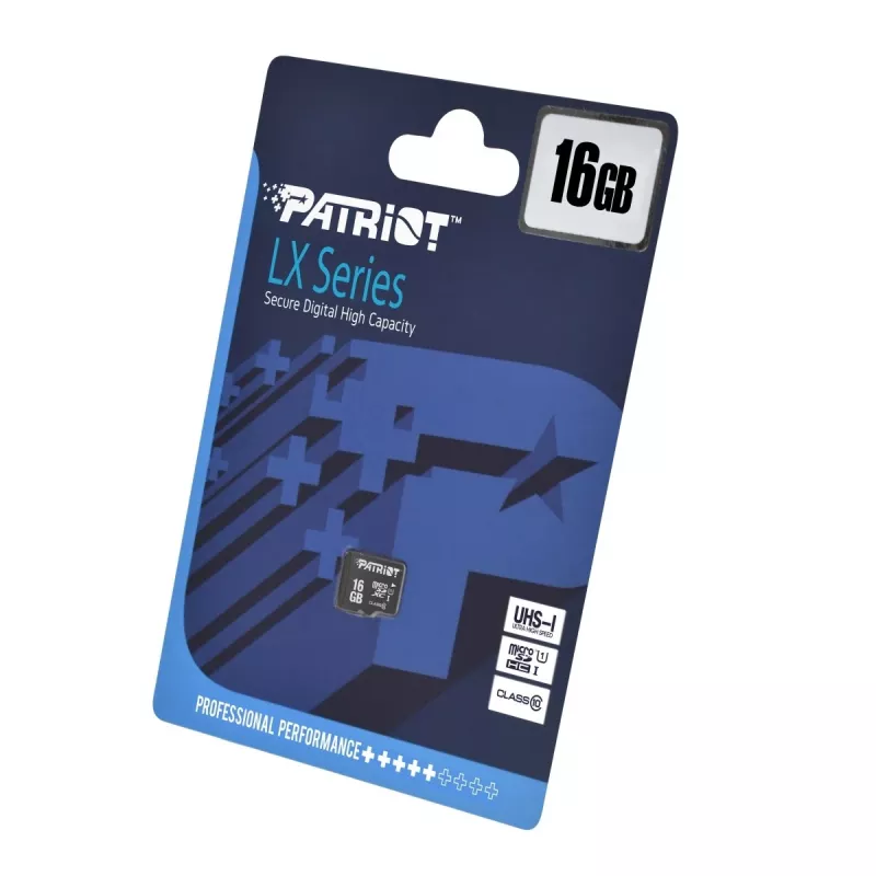 Cartão de memória microSDHC PATRIOT PSF16GMDC10 — 16 GB, Class 10, UHS-I (U1), 80 MB/s, preto