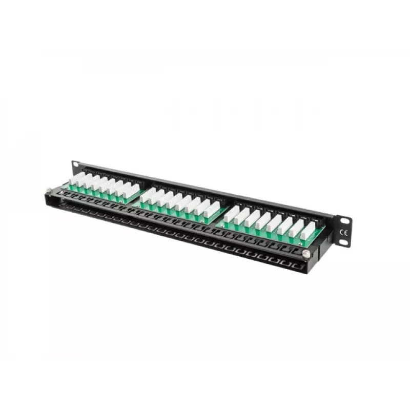 Patch panel LANBERG PPU5-1048-B 1U, 48 portas Cat5e, preto, 445×102×44,5 mm