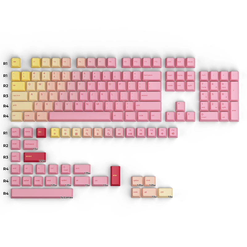 Glorious GPBT Pink Grapefruit Forge teclas (keycaps) para teclado, rosa
