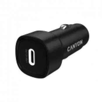 Carregador de automóvel CANYON OnDrive 30 PD 30W USB-C preto – fonte de alimentação USB-C para veículos, 30W PD