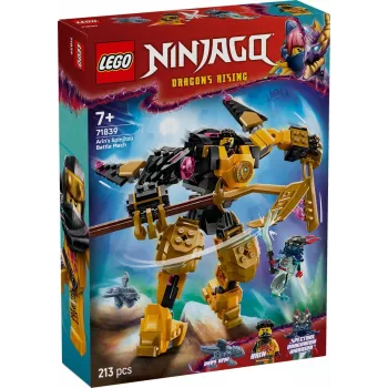 Conjunto de construção LEGO NINJAGO 71839 Arins Spinjitzu Mech de combate, 213 peças, 2 minifiguras, altura 160 mm