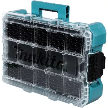 MAKTRAK organizador fundo M, caixa de ferramentas azul/transparente, tampa transparente
