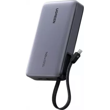 Powerbank UGREEN PB551 20.000 mAh 145W com 1x USB-C, 1x USB-A e cabo integrado (55992B)