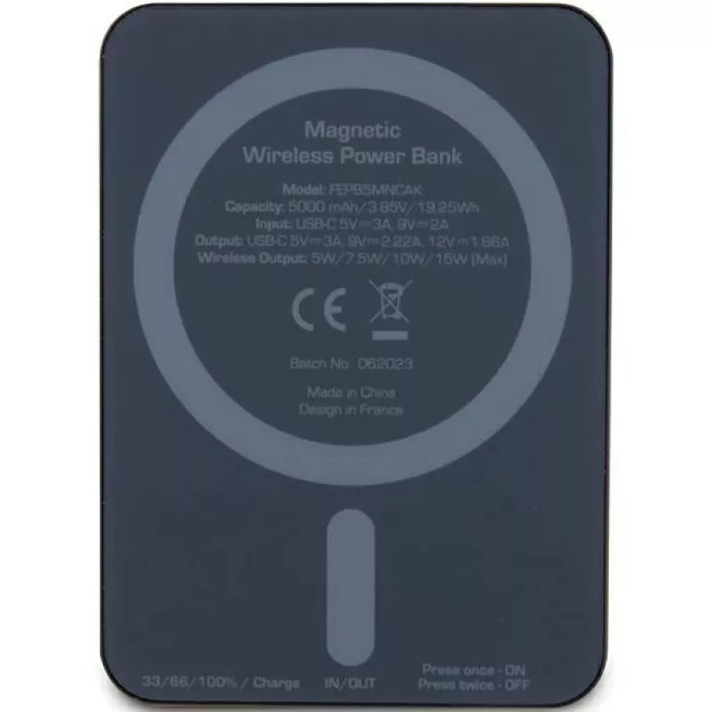 Bateria externa Ferrari FEPB5MNCAK 15W 5000mAh preto/preto Metal Logo MagSafe