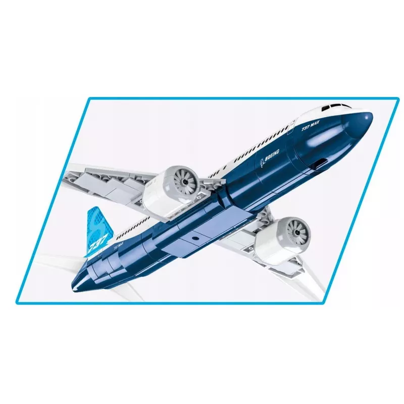 Conjunto de montagem Cobi Boeing 737-8 — 340 peças, idade recomendada 7+, azul e branco