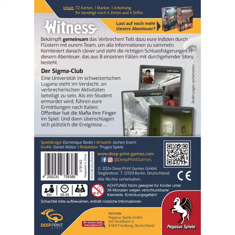Deep Print Games: Witness - Der Sigma-Club, jogo de puzzles
