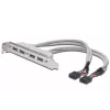 Cabo para chapa de slot USB 2.0 HighSpeed Tipo 2xIDC (5pin)/4xUSB A M/F cinzento 0,25 m