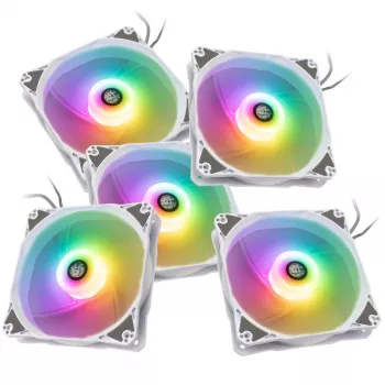Pack de ventoinhas de caixa BitsPower Notos RGB 120mm PWM — branco, pack de 5 (BPTA-FX1812NTWH-5)