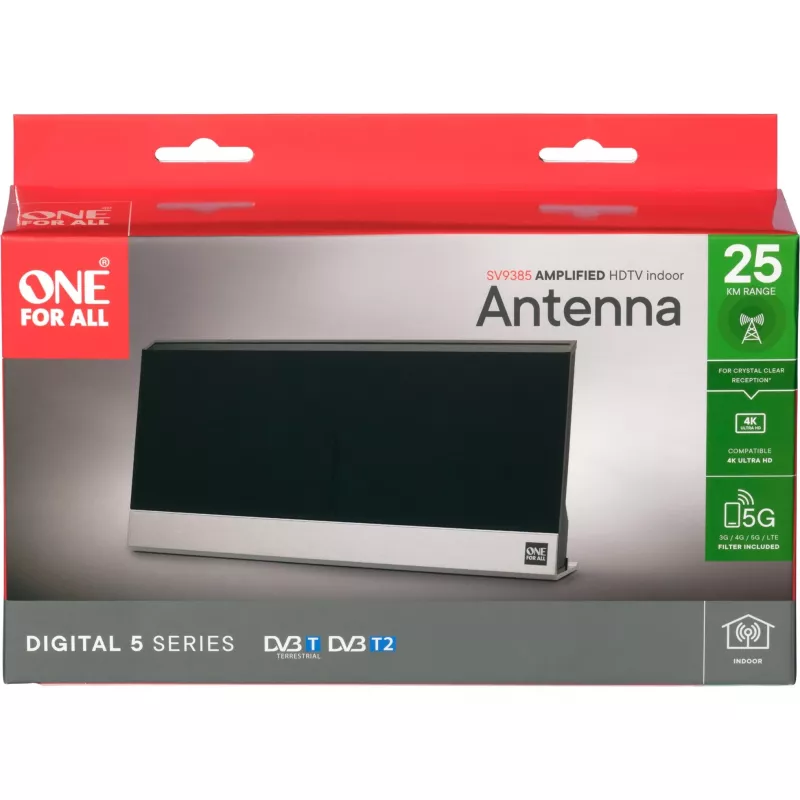 Antena interior One For All SV 9385 DVB-T DVB-T2 preto