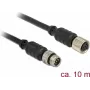 Delock Cabo de extensão M8 para sensores/atuadores, 6 pinos macho para fêmea, impermeável, 10 m