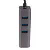 Hub USB-C Akyga AK-AD-66 com 3x USB 3.0 e Gigabit Ethernet, 15 cm, preto