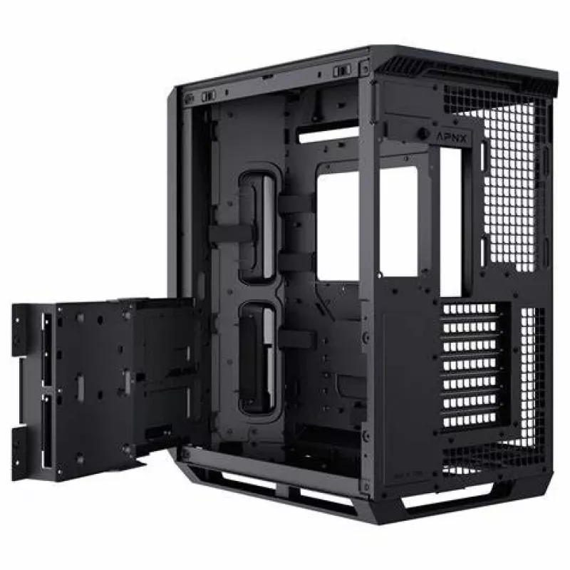 APNX V1-W-BK-v1 Midi-Tower preto, madeira