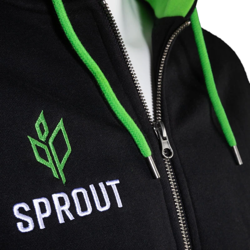 Hoodie com fecho GamersWear SPROUT Basic tamanho M preto/verde