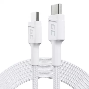 Cabo USB-C para USB-C Green Cell KABGC29W 2 m, USB 3.2 Gen 1, 60 W PD, TPE entrançado, branco