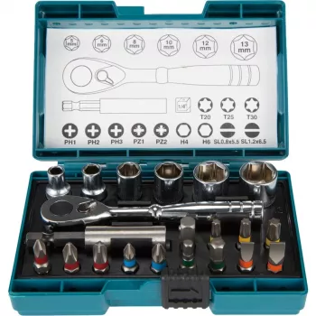 Conjunto de bits e chave de roquete Makita, 21 peças (B-54081)