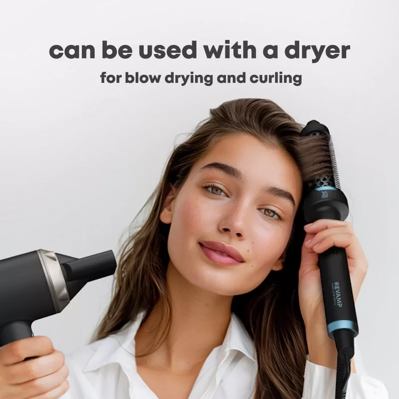 Escova térmica Revamp BR-1300A-EU Ceramic Ionic 30mm – escova de styling aquecida para o cabelo