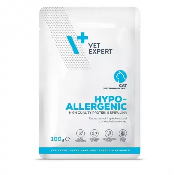 Comida húmida para gatos VETEXPERT Hypoallergenic peru 100 g dieta veterinária para gatos adultos sensíveis, sem cereais, sem soja e sem glúten