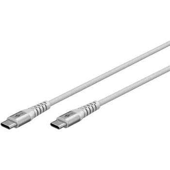 Goobay cabo USB-C (macho-macho) 2m cabo de ligação com revestimento têxtil branco cabo USB USB 2.0 USB C (70194)