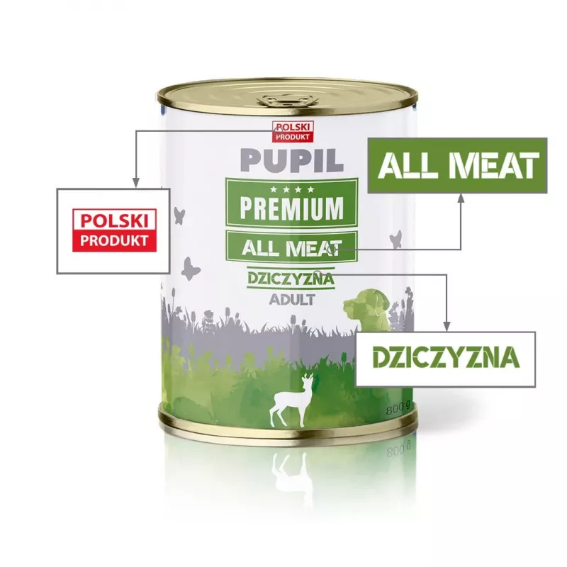 PUPIL Premium All Meat veado - comida húmida para cães - 800g