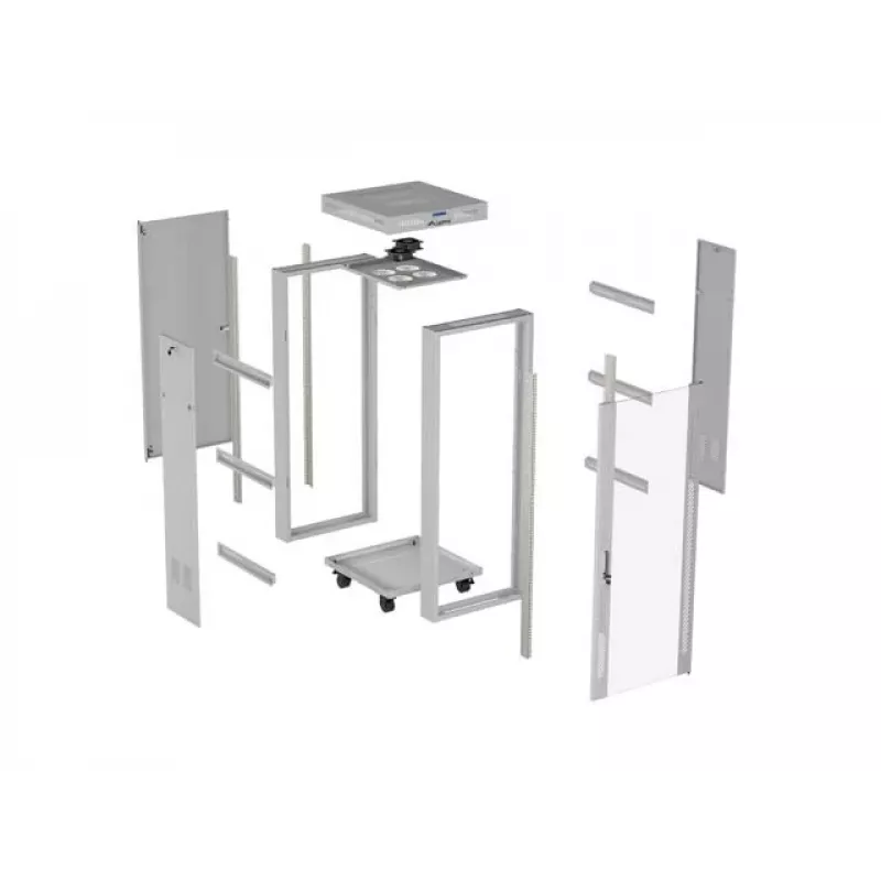 Armário rack de chão LANBERG 19 polegadas 42U 600×600 mm cinzento com porta de vidro e LCD (embalagem plana)
