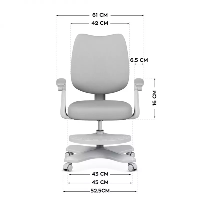 Cadeira de escritório giratória mark adler Junior 4.6 cinzento — cadeira de trabalho ergonómica compacta