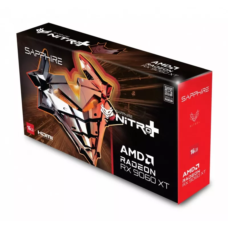 Placa gráfica Sapphire NITRO+ Radeon RX 9060 XT — 16 GB GDDR6, 128-Bit, PCIe x16 5.0