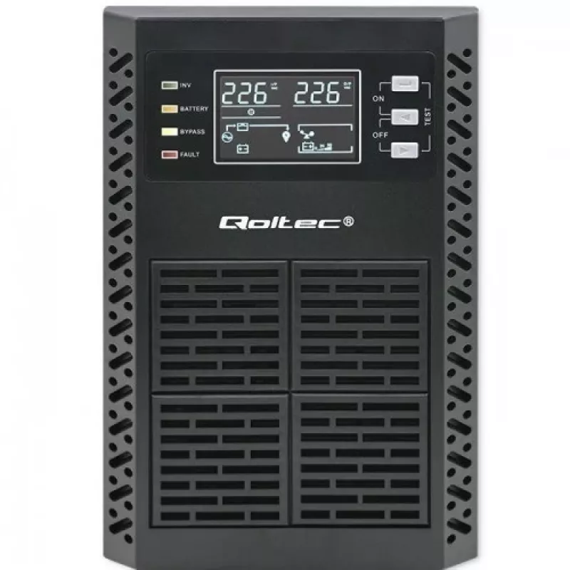 Qoltec 52281 UPS (fonte de alimentação ininterrupta) dupla conversão (Online) 2 kVA 2000 W 3 saídas AC