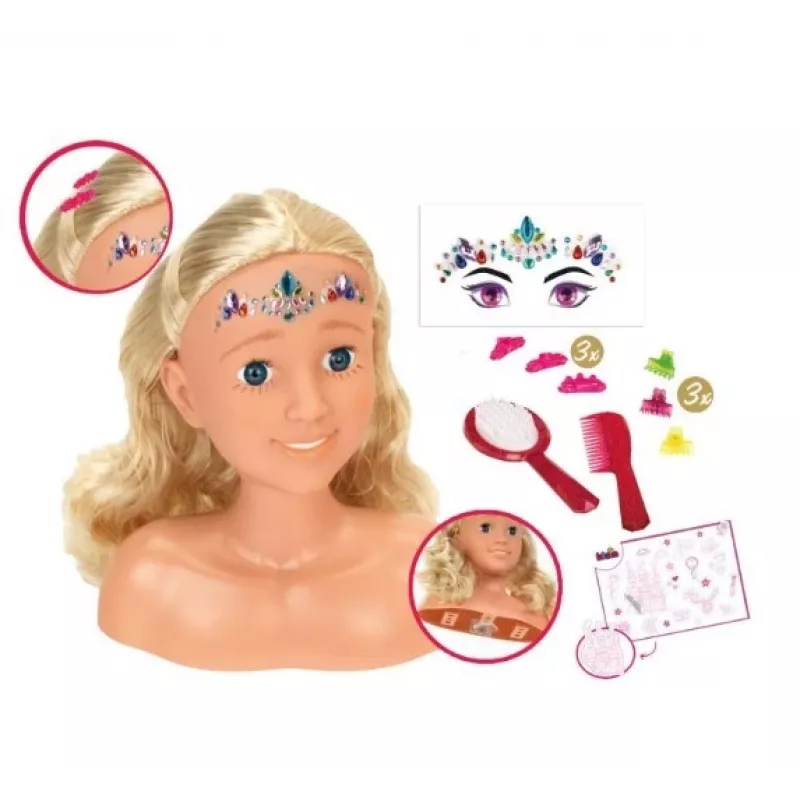 Cabeça de pentear e styling KLEIN Sara 5205 com características realistas – acessório de boneca para praticar penteados