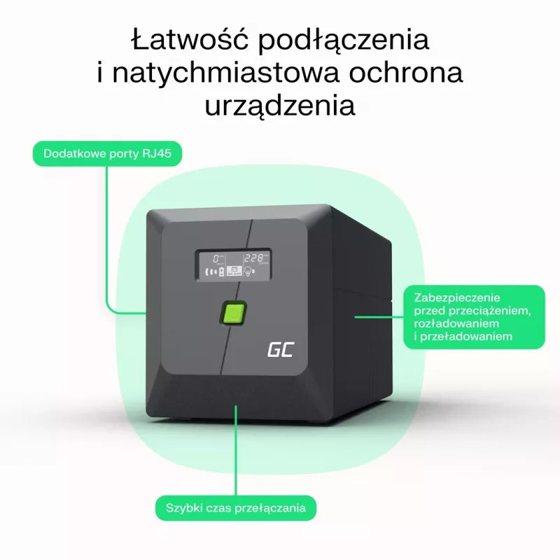 UPS Green Cell UPSLP480 0,75 kVA (480 W) 4 saídas AC, 2×12 V 7 Ah VRLA, torre, AVR