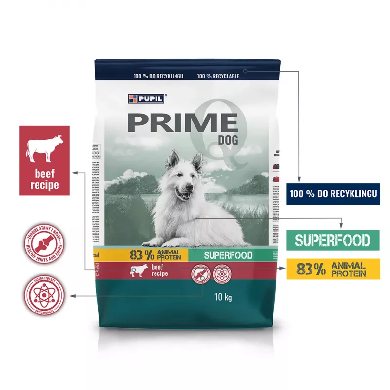 PUPIL Prime rico em Vitela com Legumes – Alimento seco para cães – 10 kg