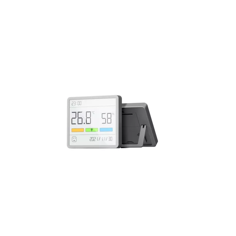Higrómetro, termómetro e relógio combinados MOVA MTHM01 – unidade interior digital para medir a humidade relativa e a temperatura, compacta para secretária, prateleira ou parede