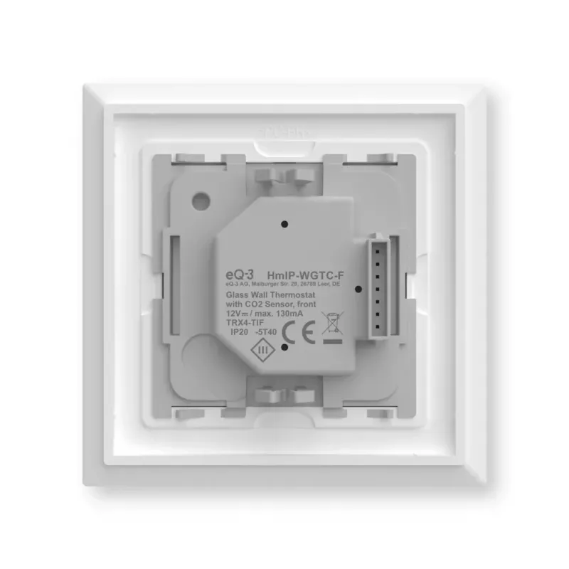 Termóstato de parede em vidro Homematic IP 161333A0 com sensor de CO2, RF digital, 230 V, 54,5×54,5×29 mm