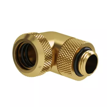Adaptador Multi-Link Barrow 90° G1/4 rosca macho para tubo rígido 14 mm, rotativo, dourado (TWT90KND-K14 go)