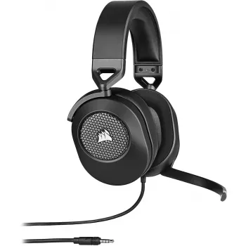 Headset CORSAIR HS65 SURROUND headset de gaming com fios, circum-aural, 3,5 mm + adaptador USB, 32 Ω, 282 g, carbono