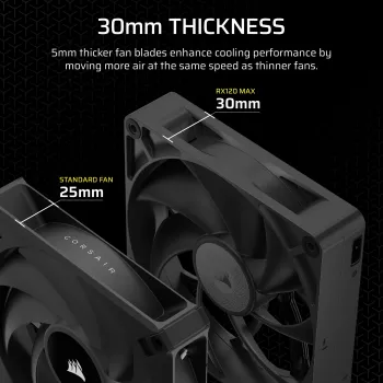 Ventoinha Corsair iCUE LINK RX120 MAX 12 cm preta, 3 unid., 400–2000 rpm