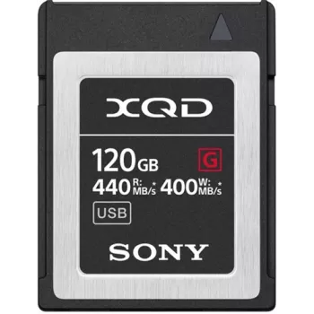 Cartão de memória Sony QD-G120F 120 GB Hi-Speed XQD, 120 GB, XQD, 440 MB/s, 400 MB/s, resistente à água, resistente à temperatura, preto
