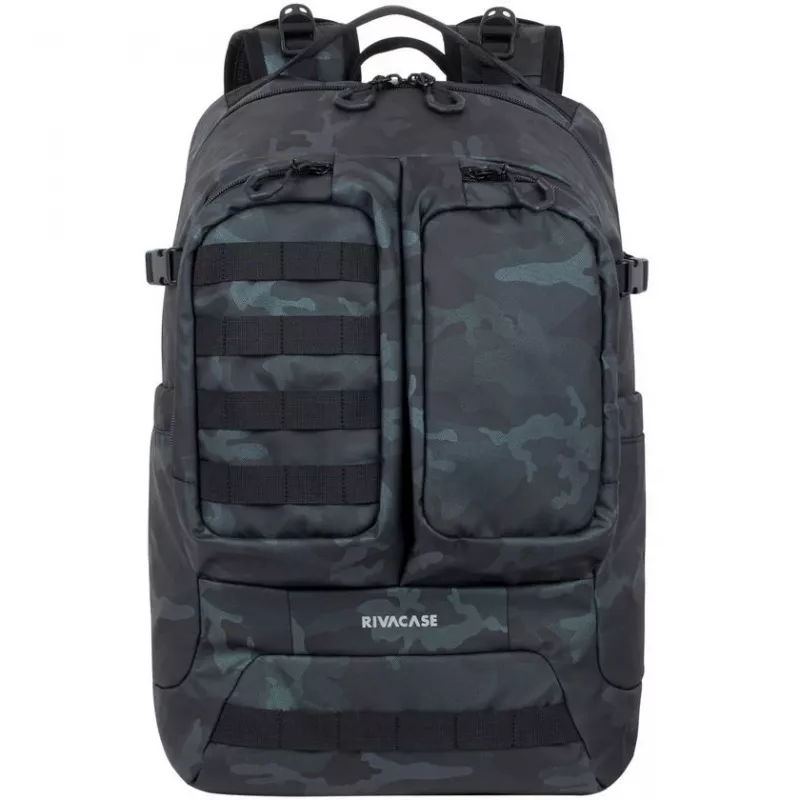 Mochila Rivacase Sherwood camuflagem, azul-marinho poliéster, poliuretano