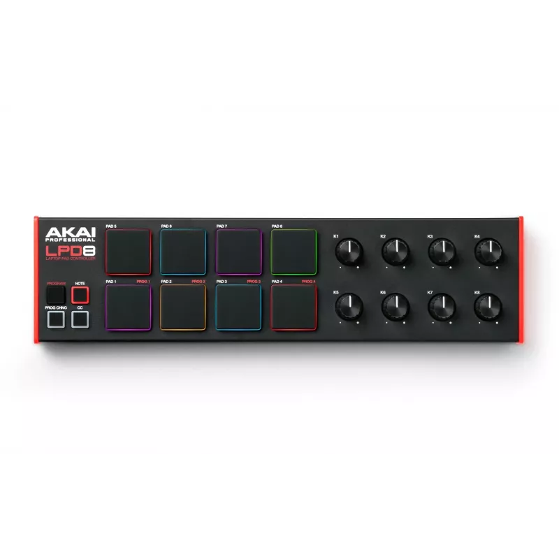 Teclado MIDI Akai LPD8 MKII 8 teclas USB preto, vermelho