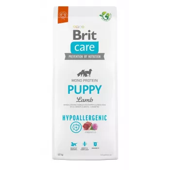 Ração seca para cães Brit Care Hypoallergenic Puppy Lamb & Rice 12 kg — para todas as raças, 32% proteína, 18% gordura