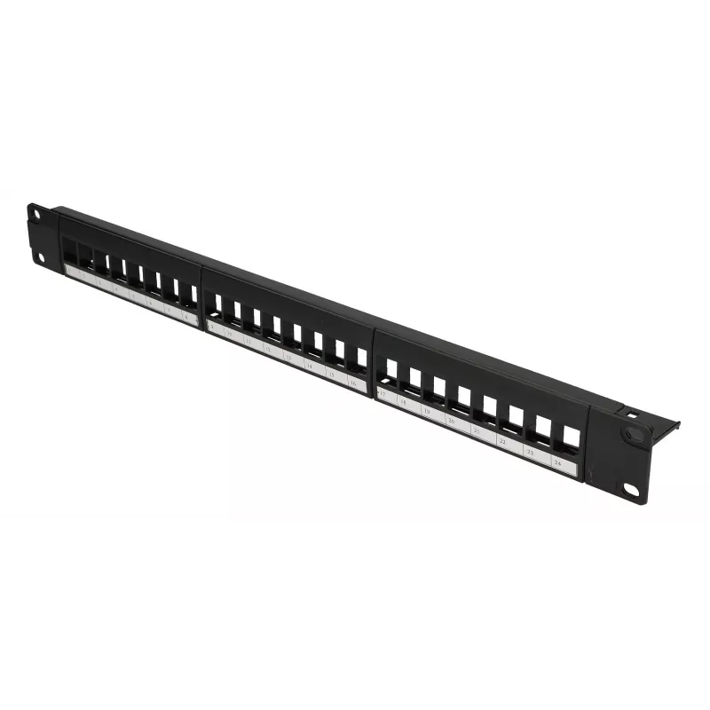 Patch panel Extralink 24 portas U/UTP (UTP) modular, 1U, preto, 482,6 mm de largura